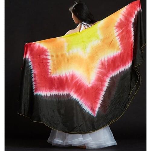 Stage Performance Dance Accessories Tie Dye Light Texture Veil Shawls Blaze Scarf Belly Dance Silk Veils 250*110cm (Semicircle)