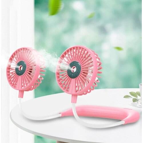 Portable Mini Flexible USB Rechargeable Hanging Neck Sports Cooling Spray Fan