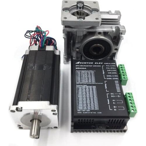 2ph 60Nm Stepper Motor Nema23 L112mm Worm Gearbox Ratio 20:1 DC24-50V Stepper Driver CNC Router Kit