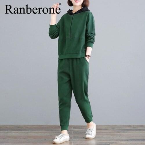 Autumn Winter Tracksuit Two Piece Set Womens Hooded Sweatshirt And Pants 2PCS Outfits Female Casual Woman Jogger Sport Suit