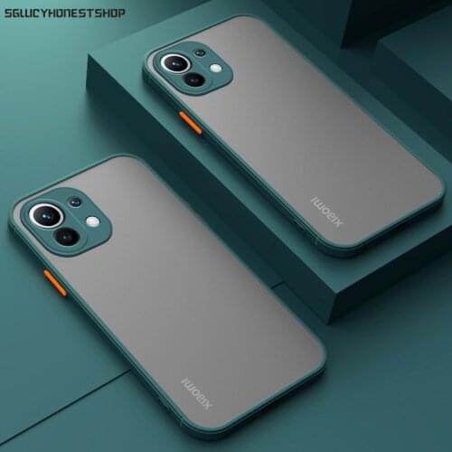 Shockproof Armor Matte Clear Case For Xiaomi Mi 11 Lite Ultra 10T Pro Poco X3 NFC Pro Redmi Note 10 8 9 Pro 9A Hard PC Cover