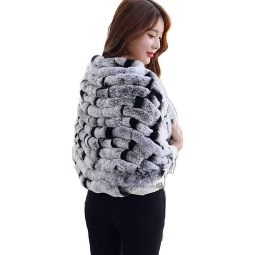 Women Real Autumn Knitted Rabbit Fur Shawl Winter Ladies Scarf Natural 2019 Warm Luxury Thick Pashmina Wrap Woman Scarves