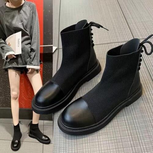 2020Botas Women Ankle Boots Wedges Female Lace Up Platforms Spring Black Leather Oxford Shoes Woman 2020 Botas Mujer