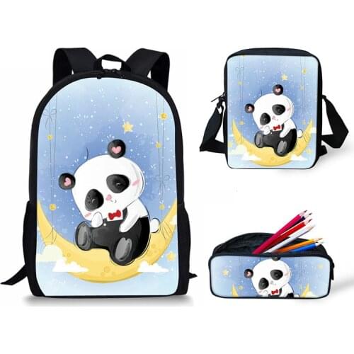 Hot Sale 3 set Crossbody Bag Panda Pattern Schoolbag Backpack Student Pencil Box Kids for Teenagers Drop Shipping