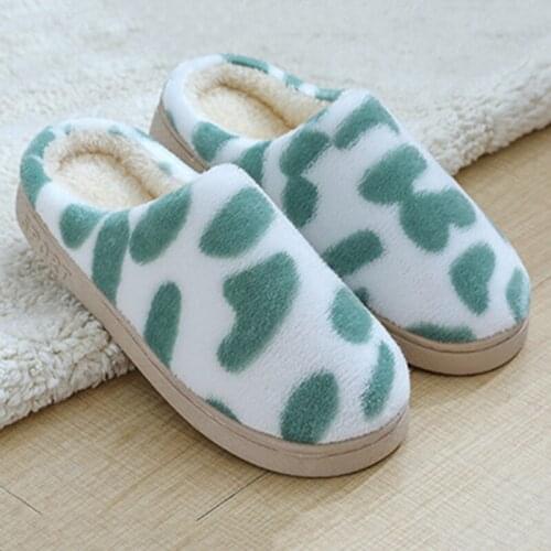 Winter Women House Slippers Dot Printed Warm Plush Slipper Home Couple Slippers Non Slip Plush Warm Slippers Indoor Flats Shoes