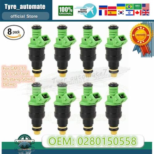 0280150558 8PCS 42lb 440cc EV1 Fuel Injectors For GM LT1 LS1 LS6 Ford Mustang SOHC DOHC