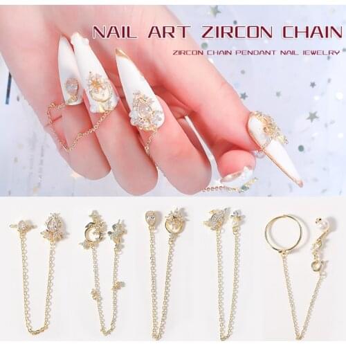 1pc Nail Art Alloy Decoration Light Luxury Zircon Chain Tassel Pearl Metal Nail Art Decoration DIY Design Charm Accessories Tool
