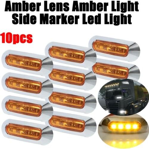 10pcs Side Marker Tail Light Amber 4 SMD 12/24V Waterproof Led Marker Lamp Ndicator Trailer Light Rear Side Lamp Truck Light