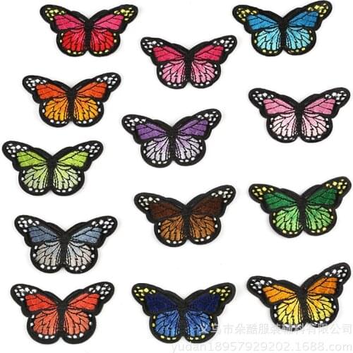 100 Pcs/lot Large Embroidery Patches for Clothing Sewing Accessories Color Butterfly Wholesale Iron on Transfer