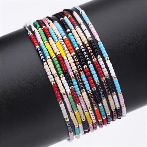 12 choices Multicolour Bohemia MIYUKI Beads Bracelet & Bangle For Women man Adjustable Charm Ethnic fine hand Jewelry Gift