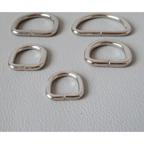 20Pcs 10mm 12mm 15mm 20mm 25mm 32mm Metal D Ring Buckle Strap Loop For Bag Backpack Pet Cat Dog Collars Clasp DIY Accessories