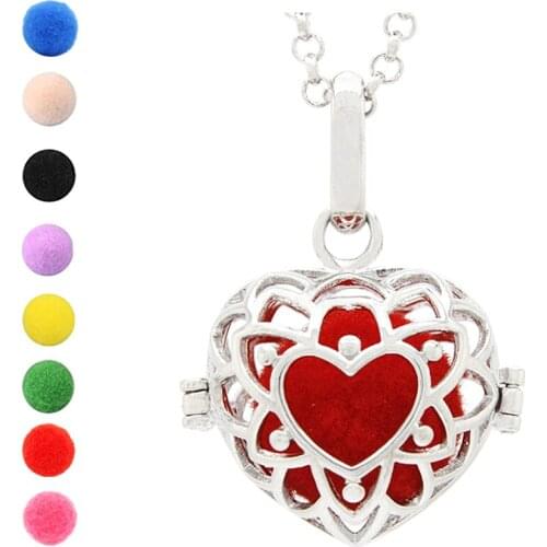 2019 Trendy Heart Cage Fragrance Essential Oil Aromatherapy Diffuser Locket Pendant Necklace for Women Jewelry