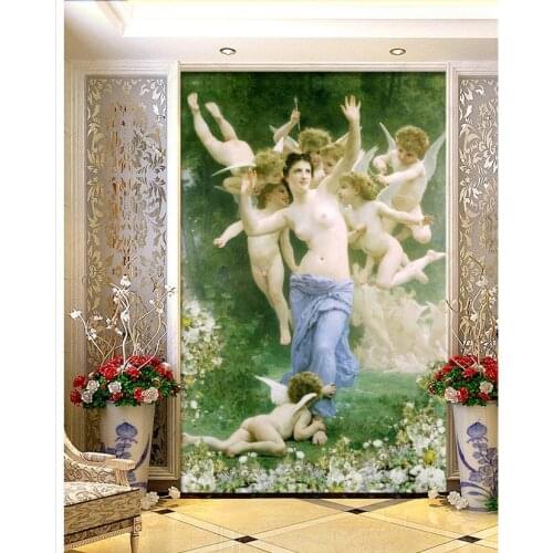 3d wallpaper European oil painting figures goddess angel classical porch photo 3d wallpaper custom wall mural