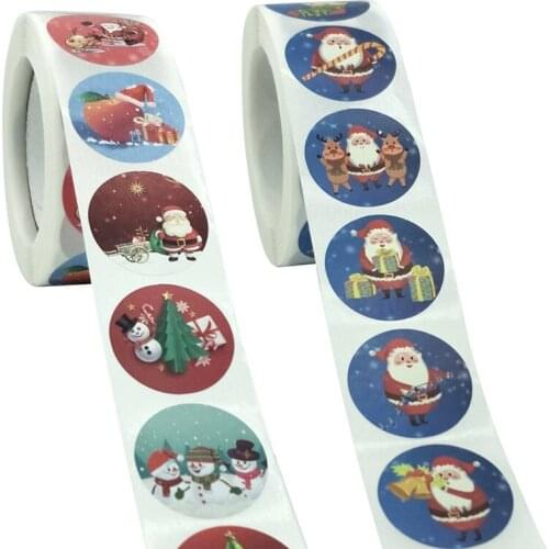 500Pcs/Roll Merry Christmas Kraft Handmade Sticker Card Box Package Thank You Label Sealing Stickers Decor Supplies