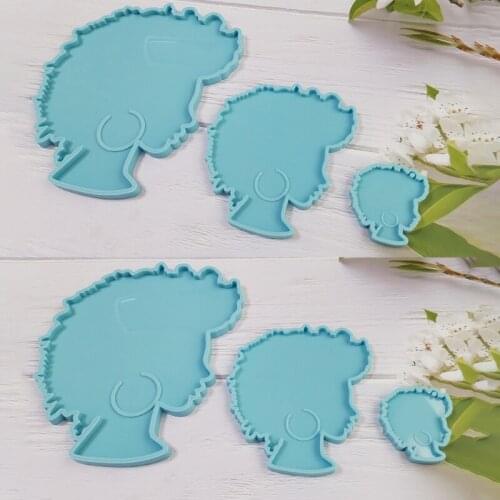 Afro Female Coaster Epoxy Resin Mold Beauty Explode Head Rolling Tray Silicone Mould DIY Crafts Jewelry Decor Tool Soap Making