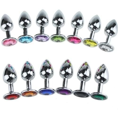 Aluminium Alloy Jeweled Anal Butt Plugs Fetish Anus Sex Massager with Mini Bullet Anal Vibrator for Beginner