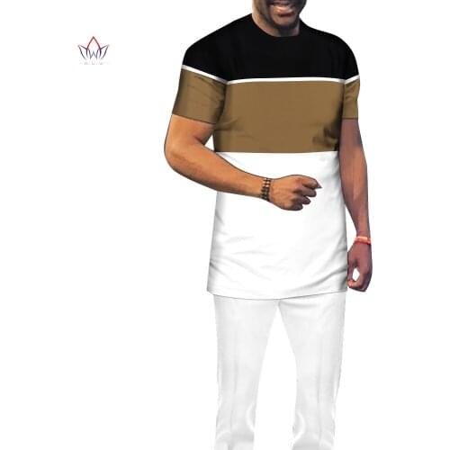 Bintarealwax Newest Style African Men Clothes 2021 Dashiki Plus Size Men Suit Solid Color Traditional African Clothing WYN1389