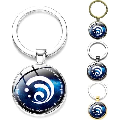 Genshin Impact Eye of God Time Gem Keychain Alloy Glass Game Goods