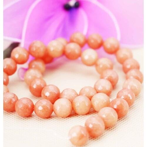 10mm Accessories Series Pink Chalcedony Natural Round Faceted loose beads Diy stone 15inch Women Jewelry making design wholesale
