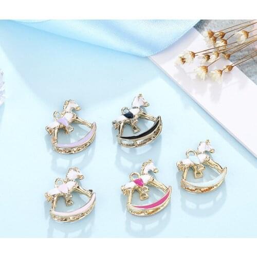 Color carousel Enamel Charms Oil Drop Pendant DIY Bracelet Womens Necklaces Jewelry DIY Making 5pcs/pack trojan