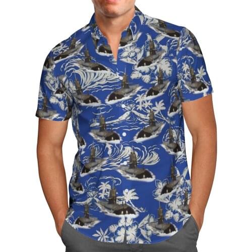 Submarine 3D Beach Hawaiian 2021 Summer Mens Shirt Short Sleeve Shirt Streetwear Oversized 5XL Camisa Social Chemise Homme-147
