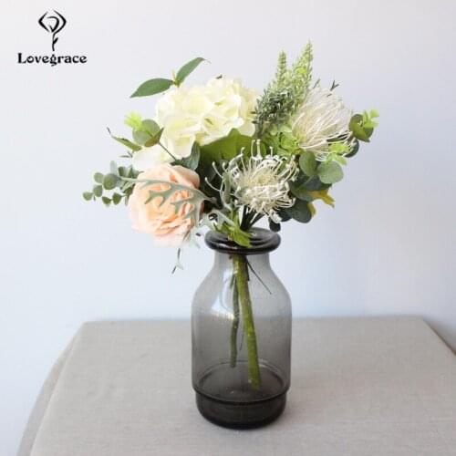Artificial Wedding Flower Bridal Bouquet White Green Silk Wedding Bouquet for Bridesmaid Marriage Supply Home Decoration Flower