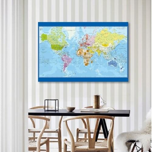 The World Political Map In French Language Canvas Painting Home Wall Decoration Art Pictures Vintage Posters School Supplies