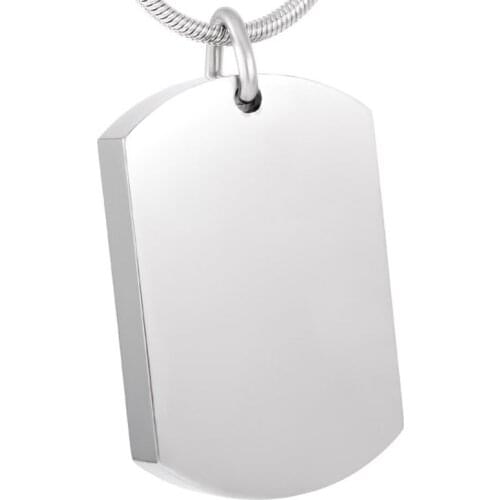 KLH8416 Engravable Blank Dog Tag Memorial Necklace Cremation Ash Keepsake Urn Necklace-Plain Square Cremation Jewelry