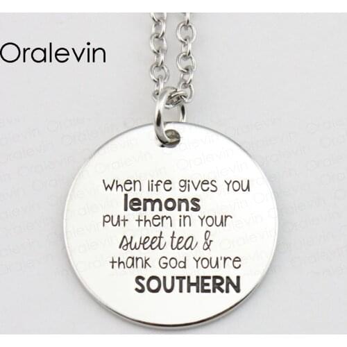 WHEN LIFE GIVES YOU LEMONS PUT THEM IN YOUR AWEET TEA&THANK GOD... Pendant Charms Necklace Gift Jewelry 10Pcs/Lot #LN415