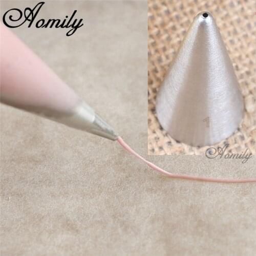 Aomily 1mm Draw Line Icing Piping Nozzles Thin Mouth Cake Cream Decorating Tips Set Stainless Steel Baking Cupcake Pastry Tools