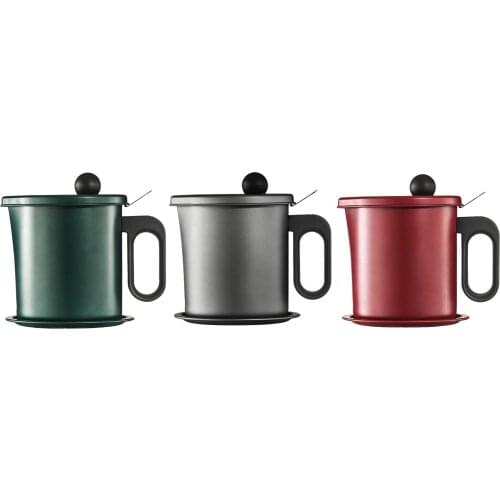 Grease Container with Fine Mesh Strainer 1.7L Iron Cooking Oil Can with Removable a Coaster Tray for Kitchen Fat Storage