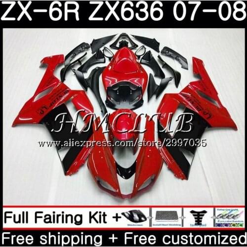 Body Stock red blk For KAWASAKI NINJA ZX 6R 6 R 600CC ZX636 2007 2008 54HC.1 ZX600 ZX-636 ZX6R 07 08 ZX 636 ZX-6R 07 08 Fairing