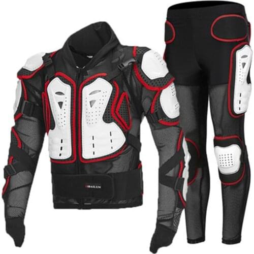 Men Motorcycle Jackets Motorcycle Armor Racing Body Protector Jacket Motocross Motorbike Protective Gear + Pants Protector