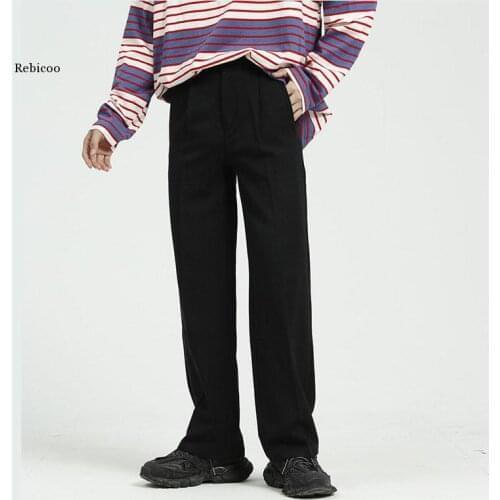Men Casual Straight Suit Pant Male Japan Korea Style Loose Vintage Fashion Streetwear Trousers Wide Leg Pant