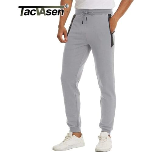 TACVASEN Mens Running Sweatpants Zipper Pockets Joggers Sports Track Pants Gym Trousers Athletic Fitness Workout Long Trousers