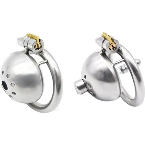 Stainless Steel Male Chastity Device with Urethral Catheter Penis Plug,Gay Erotic Cock Cage with Lock,BDSM Belt Sex Toys for Men