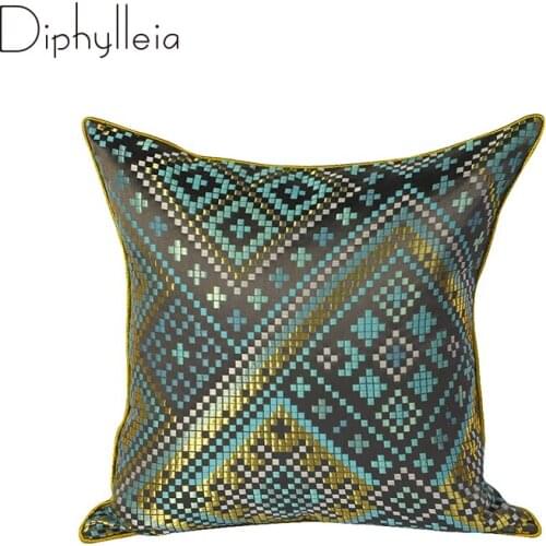Diphylleia Southeast Asia Style Geometric Cushion Cover Yellow Green Tribe Ethnic Pattern Jacquard Luxury Decorative Pillow Case