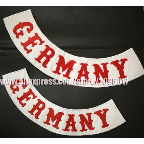 Germany HELLS Bottom Rocker Embroidery Twill Biker Iron On Patches for Jacket Motorcycle Club vest jacket badges appliques