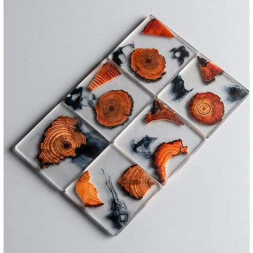 Resin Pine Coasters Heat Resistant Placemats Drink Mat Tea Coffee Cup Pad Waterproof Creative Decor Natural