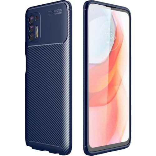 Anti-fall Carbon Fiber Back Phone Case for MOTO G Stylus 2021 Frosted Concise Smart Phone Protective TPU Case