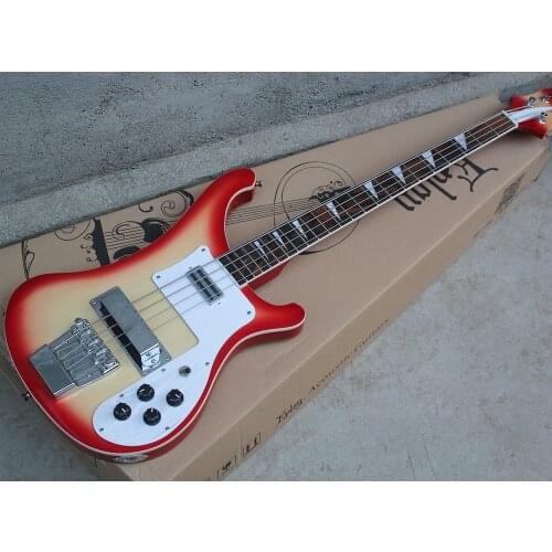 Factory Outlet-4 Strings Cherry Red Electric Bass with White Pickguard,Rosewood Fretboard