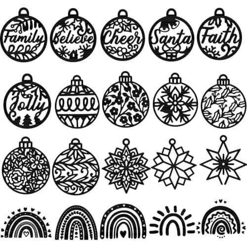 Christmas Santa Ornament Pendants Cutting Dies Snowflake Words Circle Frames Rainbow Dies For DIY Scrarpbooking Card Crafts 2021