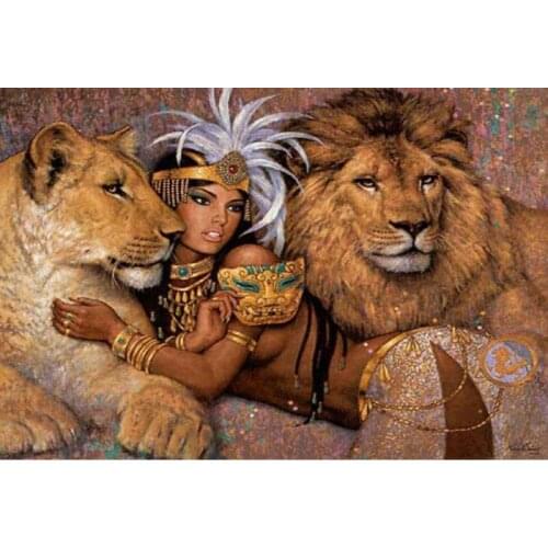 Needlework Diy Diamond Painting Beauty and Lion Cross Stitch Square Diamond rhinestone full Drill Diamond Embroidery Decoration