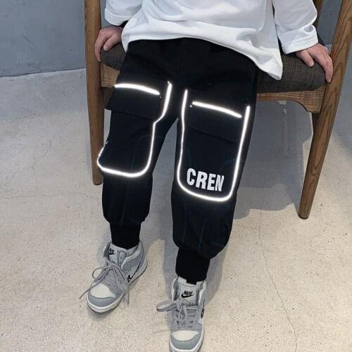 Reflective Spring Summer Thin Casual Pants Boys Kids Trousers Children Clothing Teenagers Formal Outdoor High Quality