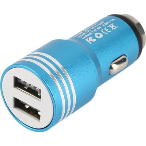 Universal 2-Ports 2.0A All Aluminum USB Car Charger for Cellphones New Exquisitely Designed Durable