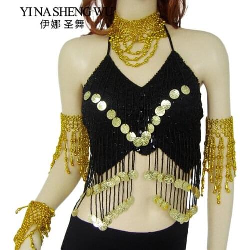 Adults Belly Dance Hanging Coins Butterfly Bra New Belly Dance Bra Top Beaded Tassel Hanging Coins India Dance Belly Dancing Top