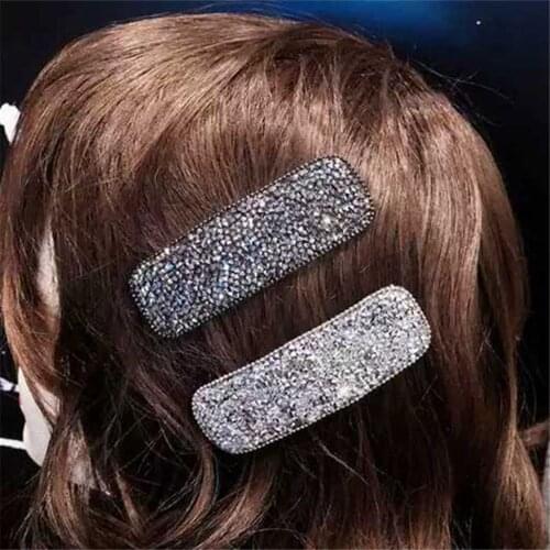 1Pcs Women Shining Crystal Rhinestone Hairpins Barrettes Girl Kids Cute Geometric Hair Clips Seed Beads Hairgrip Hair Accessorie