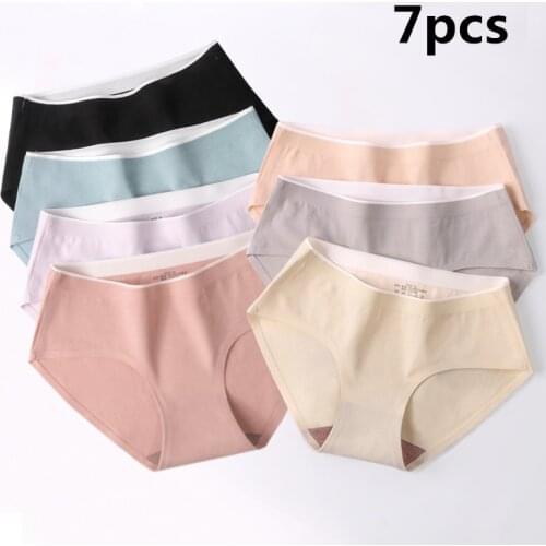 7PCS womens cotton briefs with no trace. Womens cotton mid-rise briefs with full cotton breather hips briefs