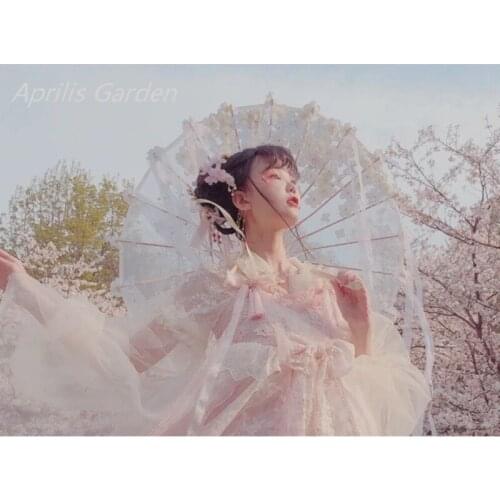 New Creative Silk 3D Petal Fairy Transparent Clear Umbrella Oil Paper Umbrella Paraguas Parasol Guarda Chuva Şemsiye Cosplay