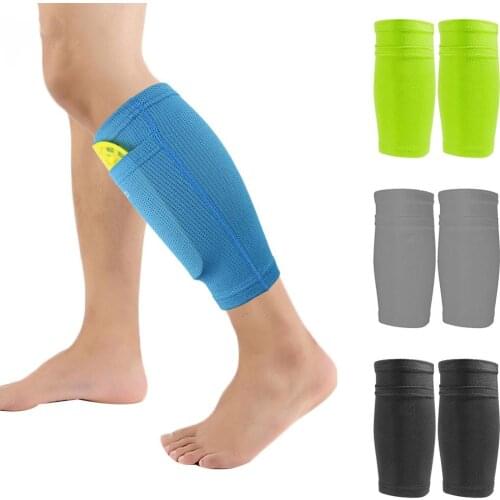 1 Pair Adult Teens Soccer Protective Socks Leg Sleeves Calf Support Socks Shin Guard With Pocket Football Shin Pads Leg Sleeves